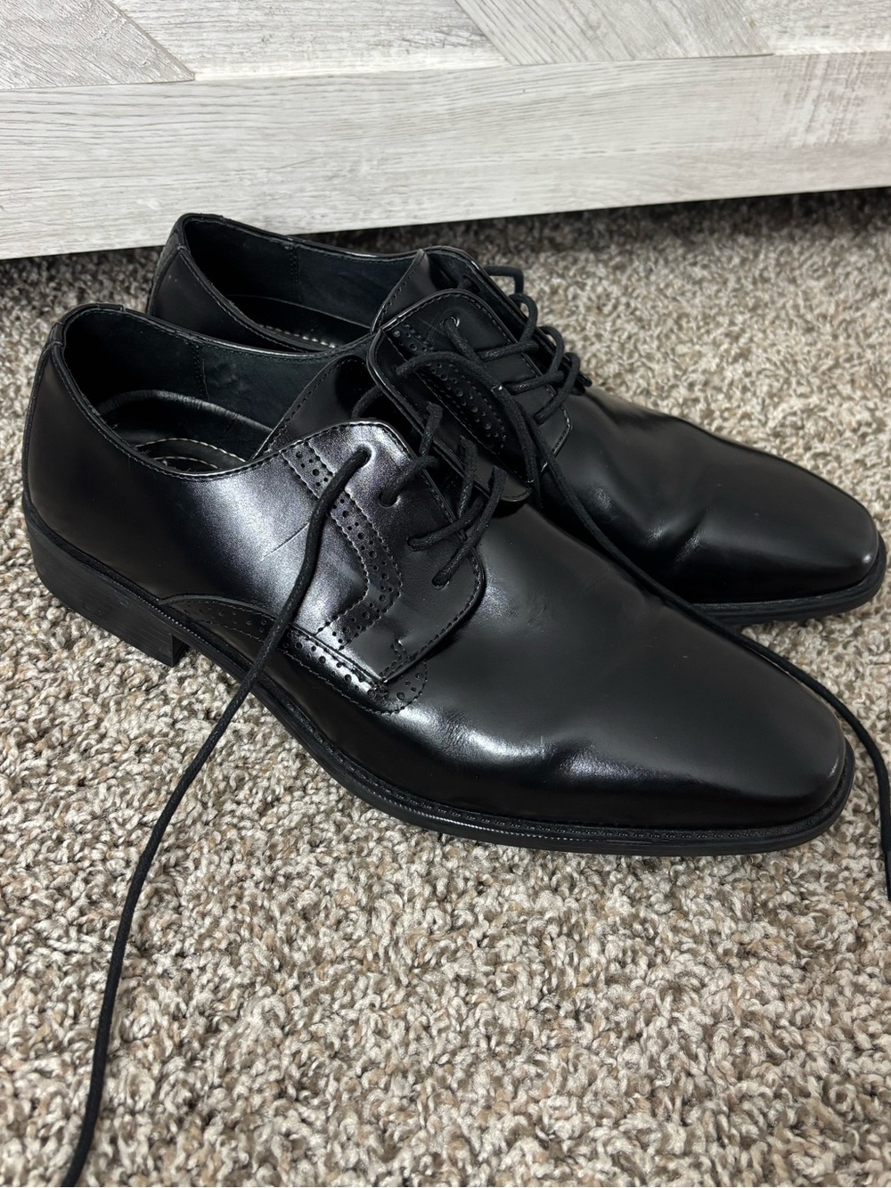 Stacy Adams Black Leather Lace-Up Oxfords Derby Dress Shoes Shoes Men Size 8 M